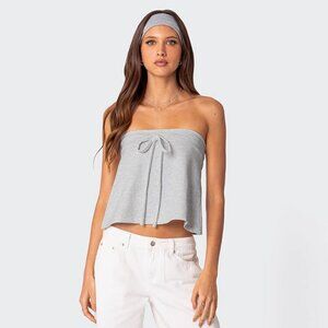 Spring fashion new solid color sleeveless strapless tie top